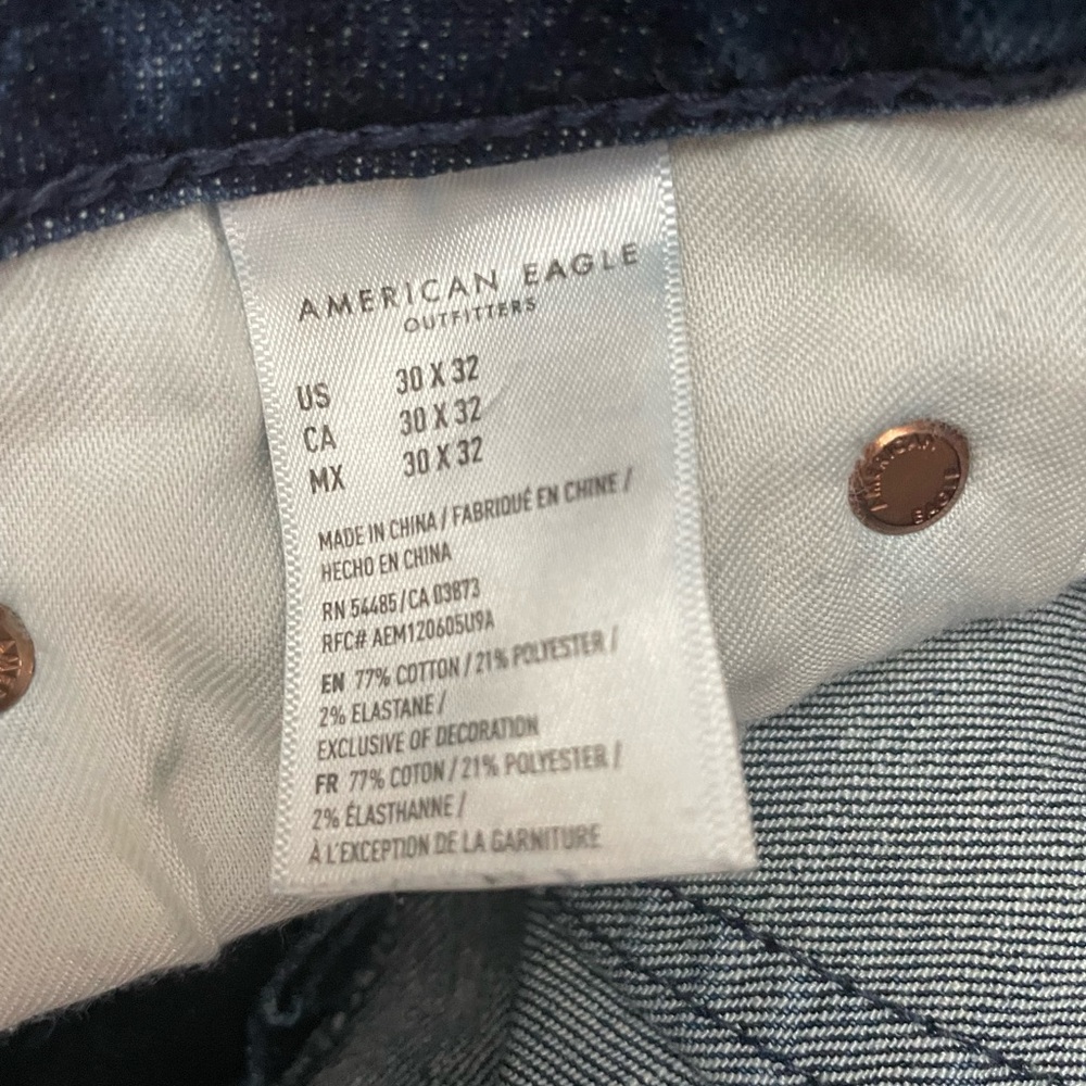 American Eagle Men’s Airflex Distressed Skinny Jean Pintuck Knees Size 30 x 32 - Picture 4 of 6
